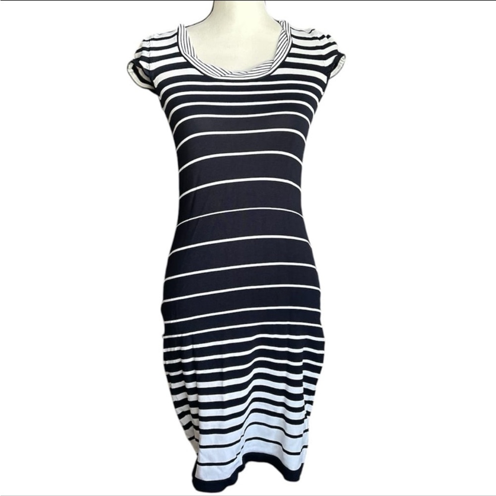 Adrienne Vittadini Navy & White Striped Dress XS